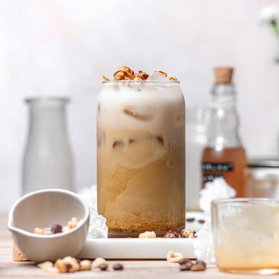 Iced hazelnut latte